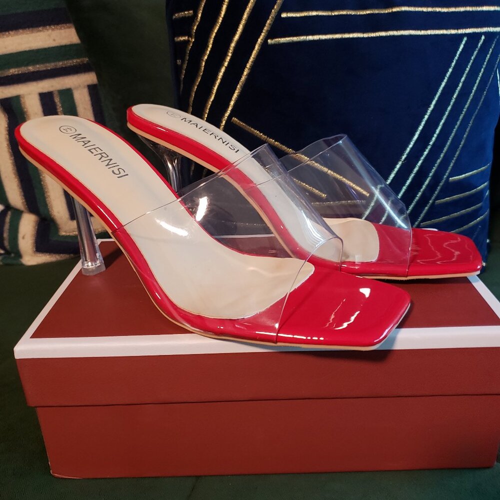 3.5 inch Red clear heels